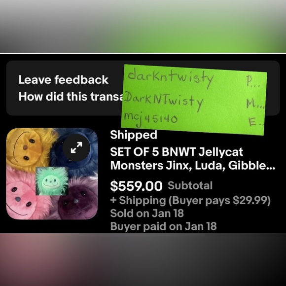 BNWT Jellycat Monster Set of 5 Cosmos, Jinx, Gibbles, Luda, Zeke! GET THEM ALL! - Picture 13 of 14